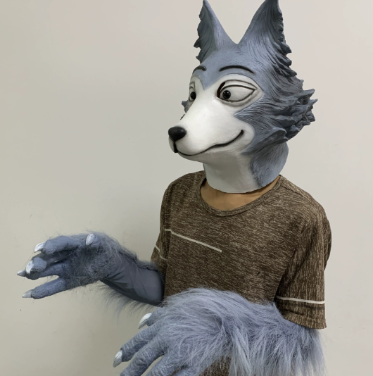 Regsy Big Gray Wolf Latex Cosplay Set - Headgear, Tail, Paw