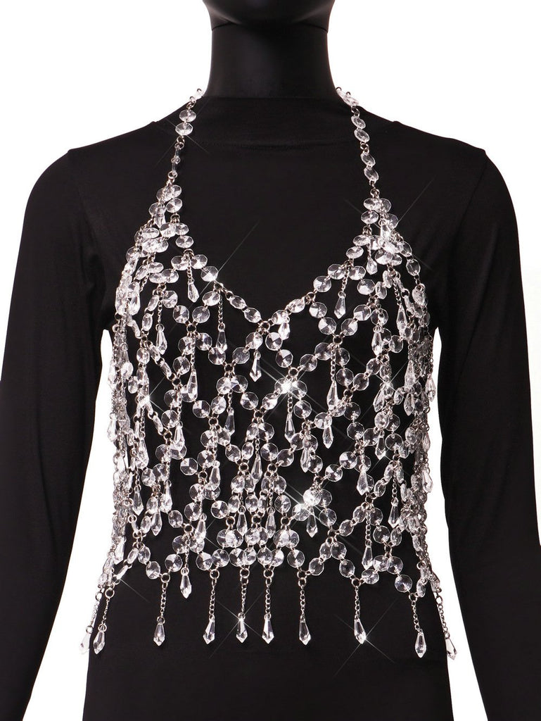 Transparent tassel body chain