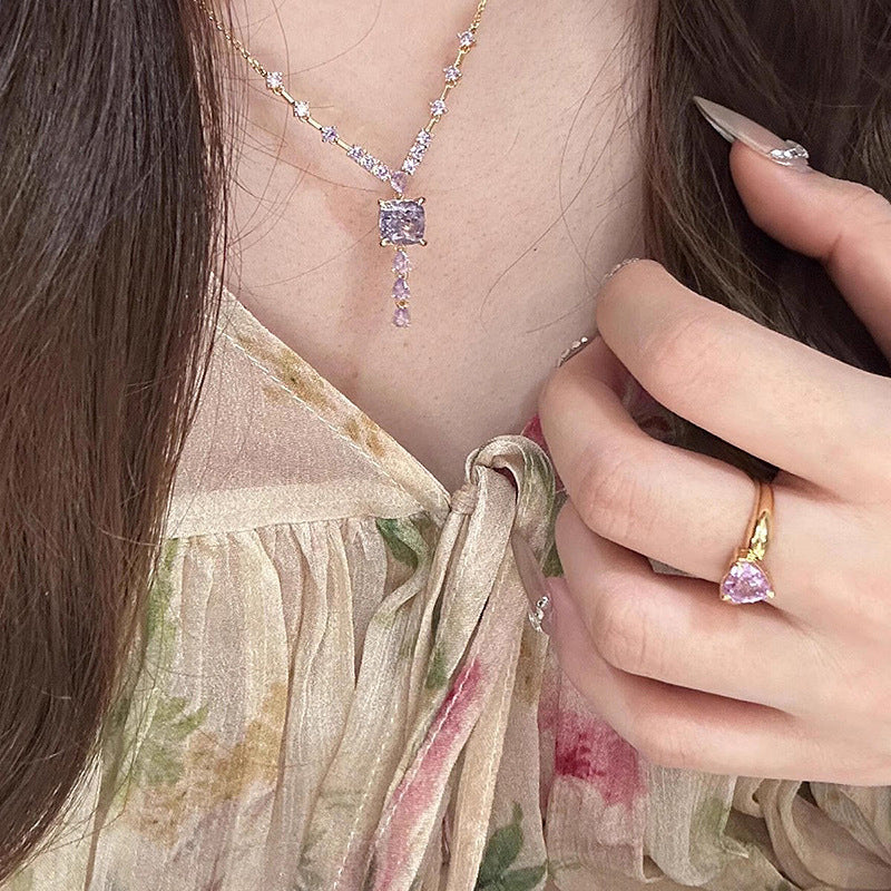 Heart-shaped Purple Flame-Defying Female Ring