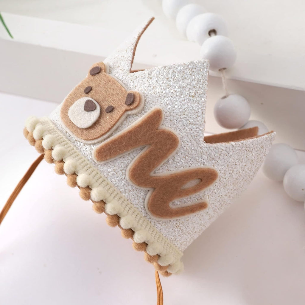 Baby birthday party decoration bear crown glitter 1st birthday arrangement supplies