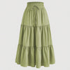 Women's Solid Color High-Waist Knot Detail Flowy Pleated Midi Skirt - Elegant A-Line Skirt For Spring Summer