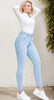 High-Rise Slim Fit Blue Jeans - Stretchy Denim, Slant Pockets, Comfortable High-Stretch Fabric, Womens Fashionable Denim Pants For Everyday Wear - Premium Quality, Soft Touch, And Stylish Design Amazo