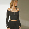 Off-shoulder Basic American Long Sleeve