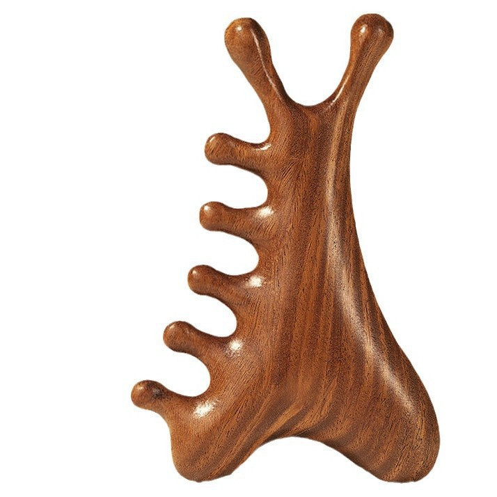 Sandalwood Four-in-One Meridian Massage Comb for Scalp and Acupoint Relief