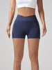 V-waist Stretch Yoga Workwear, Pocket Button Tight Pants, Women's Peach Hip Running And Fitness Shorts