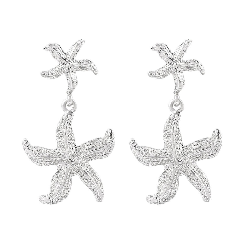 Personalized conch and starfish pendant necklace earrings
