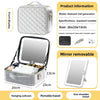 The makeup bag comes with a mirror and a lamp