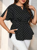 Ladies' Plus Size Elegant Polka Dot Blouse - Summer Fashion Office Shirt