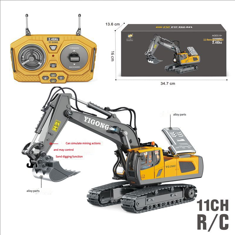 children's remote control excavator engineering vehicle alloy digging dump truck bulldozer toys