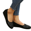 European American Style Flat heeled Shoes Low cut Mother's Shoes for Plus size Women Round-toe Rhinestone adorned Single Shoes
