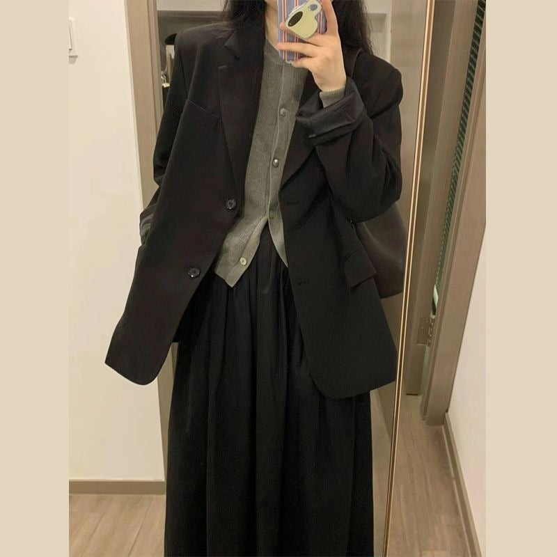 Solid Color Loose Casual Women's Suit Jacket