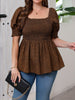 Women's Plus Size Elegant Ruched Leopard Print Blouse - Summer Short-Sleeve Off-Shoulder Top For Work & Resort