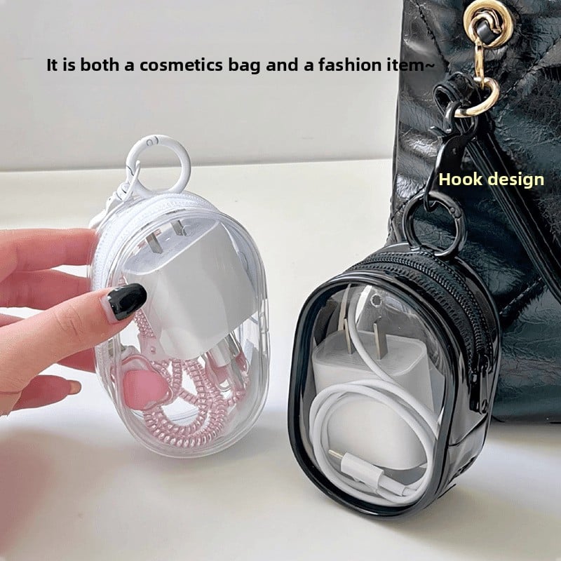 Data cable charger charging storage transparent winding portable portable go-out headset storage box mobile phone finishing bag