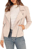 Fashion Deerskin Velvet Motorcycle Jacket Zipper Pocket Short Coat