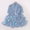 Pearl Chiffon Handmade Sticky Flower Beaded Scarf Hui Gauze