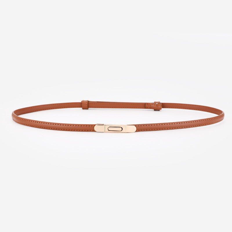 Women's Thin Genuine Leather Dress Simple Suit Coat Waist Belt