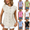 Jacquard Short Sleeve Loose T-shirt Vest For Women