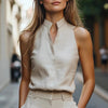 Women's Summer Fashionable Temperament Elegant V-neck Sleeveless Top