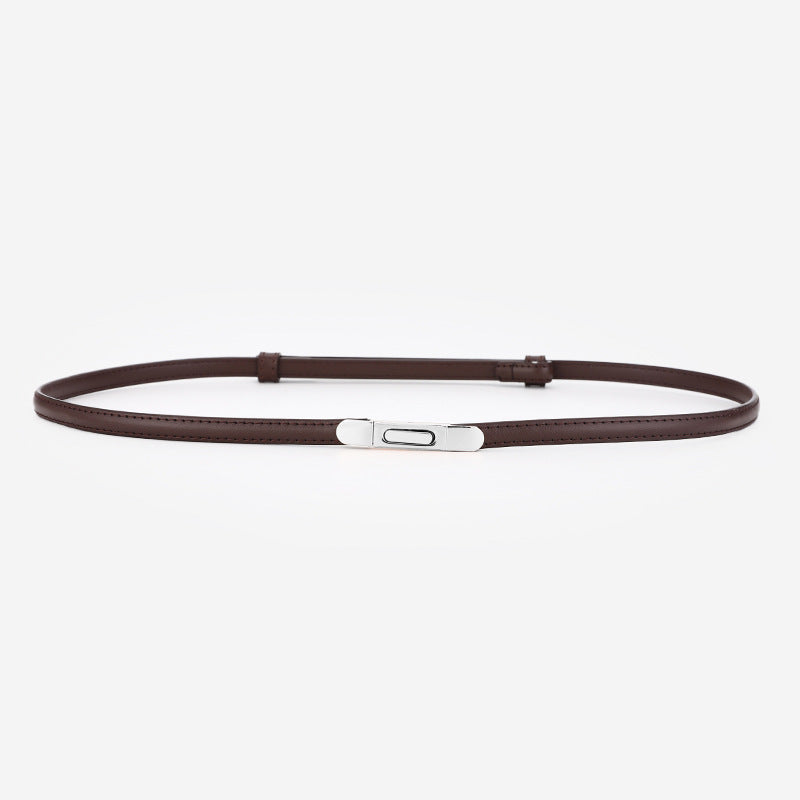 Women's Thin Genuine Leather Dress Simple Suit Coat Waist Belt