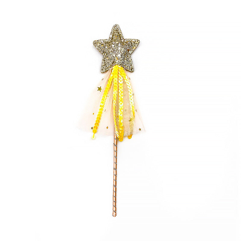 Girls pink sequins pentagram fairy wand magic wand Carnival Festival Children's Day party COSPLAY props