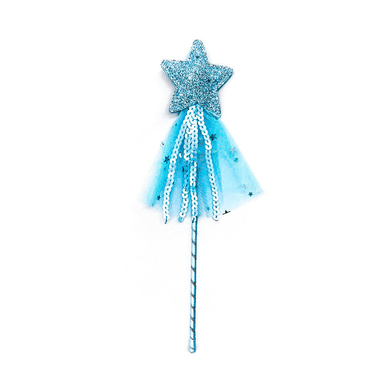 Girls pink sequins pentagram fairy wand magic wand Carnival Festival Children's Day party COSPLAY props