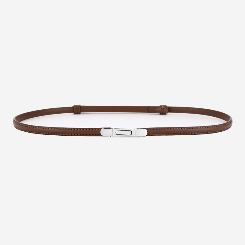 Women's Thin Genuine Leather Dress Simple Suit Coat Waist Belt