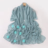 Pearl Chiffon Handmade Sticky Flower Beaded Scarf Hui Gauze