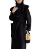 Solid Color Hooded Double-sided Wool Overcoat Women