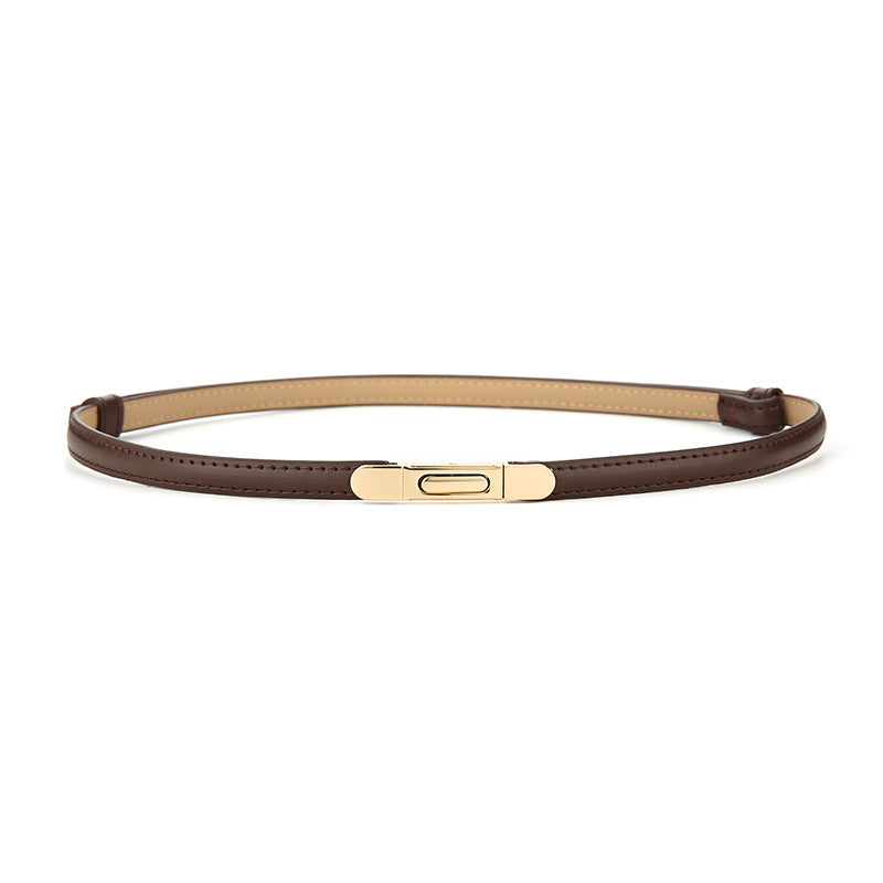 Women's Thin Genuine Leather Dress Simple Suit Coat Waist Belt