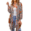 Bohemian Shirt Lapel Loose Casual Printed Long Cardigan