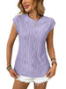 Jacquard Short Sleeve Loose T-shirt Vest For Women