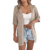 Leisure Solid Color Hollow Half-sleeved Knitwear