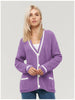 Women's All-match V-neck Pocket Color Matching Knitted Long Sleeve Sweater Coat