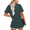 Women's Floral Heart Print Short Sleeve T-Shirt Summer Casual Round Neck Blouse