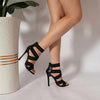 Fish-mouth high-heeled solid-color sandals