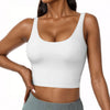 Women U Neck Tank Tops Built In Bra Basic Tank Top Fitted Sleeveless Undershirt Tank