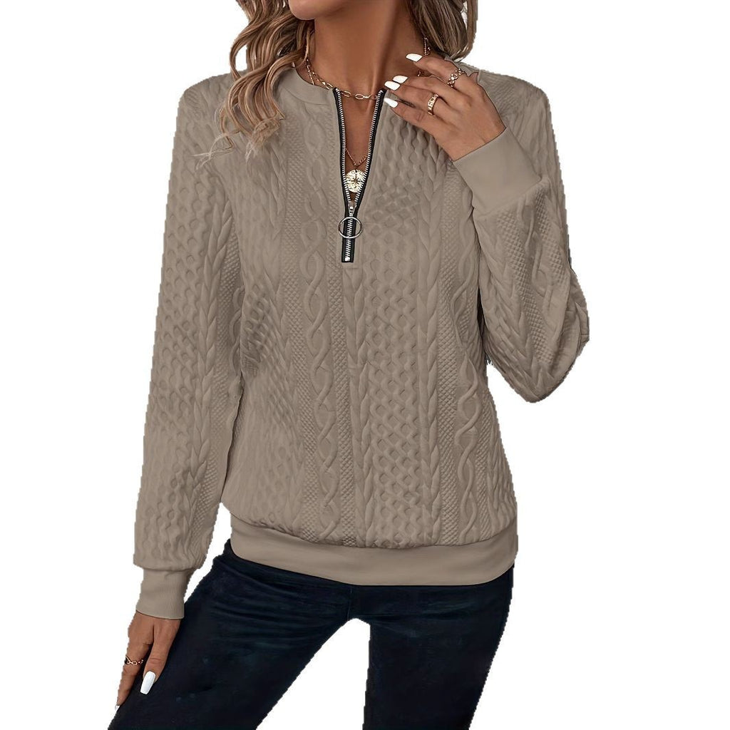 Short Women's Clothing With Zipper Sweater Long Sleeve