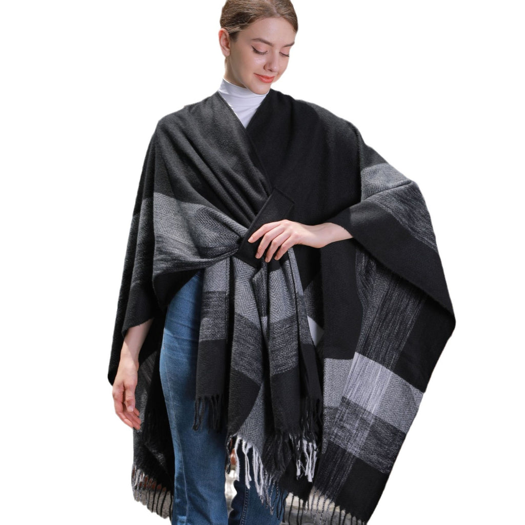 Women's Jacquard Warm Tassel Cardigan Outer Wear