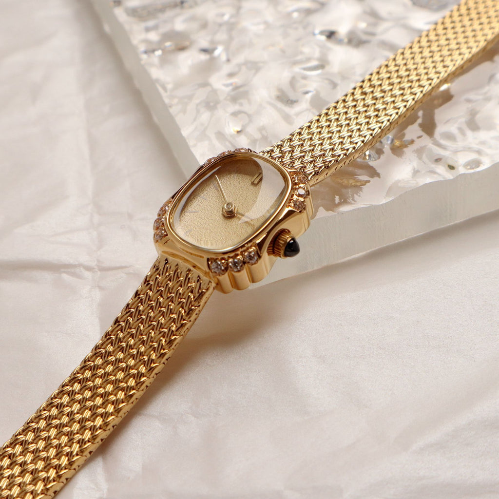 New Designer Square Exquisite Diamond Set Wheat Ears Women's Quartz Small Watch
