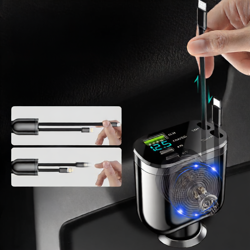 Folding double telescopic wire for cigarette lighter