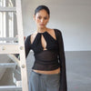 Hollow Out Irregular Slim-fit Slimming Long Sleeve Top
