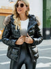 Women's Winter Ultralight Padded Jacket With Hooded Fur Collar Detachable Concealed Zipper Pocket Quilted Padded Jacket