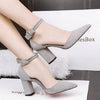 Women's Pointed Toe Chunky Heel Ankle Strap Sandals