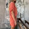 Women's Solid Color Lapel Short Sleeve Shorts Set - Button-Up Casual Two-Piece Outfit With Pocketed Shorts Summer Minimalist Outfit