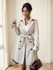Women's Apricot Solid Color Lapel Neck Long-Sleeved Suspenders Double-Breasted