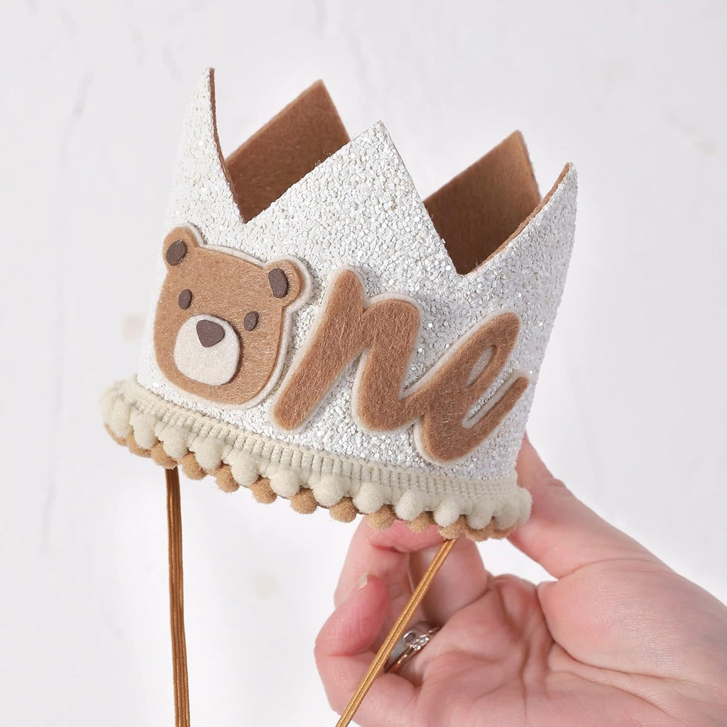 Baby birthday party decoration bear crown glitter 1st birthday arrangement supplies