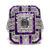 Artificial zircon ring with slightly set diamonds