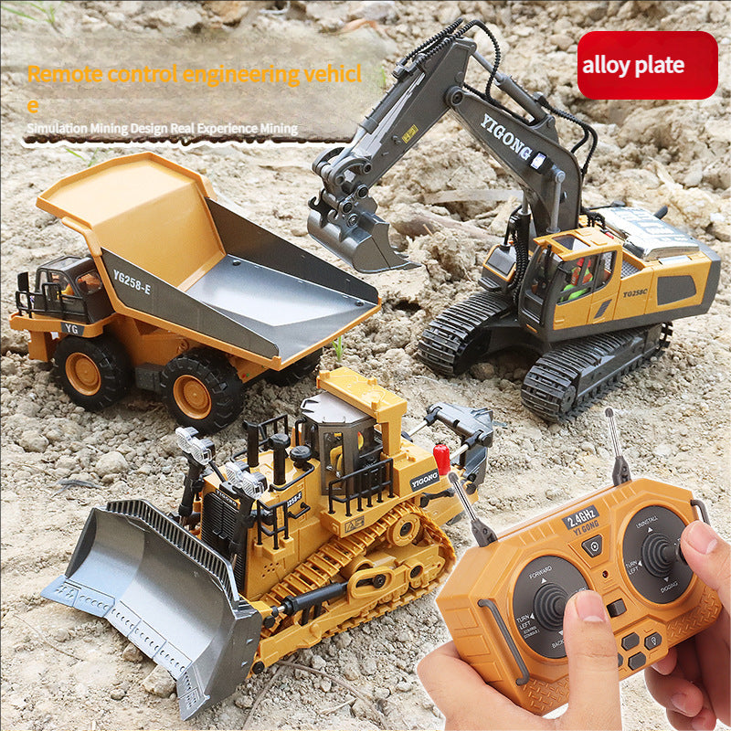 Remote control excavator alloy remote control car excavator engineering car toy charging  children's toy car wholesale