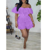 Womens Sexy Off Shoulder Rompers Summer Ruffle Short Sleeve Tiered Short Jumpsuits