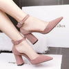 Women's Pointed Toe Chunky Heel Ankle Strap Sandals